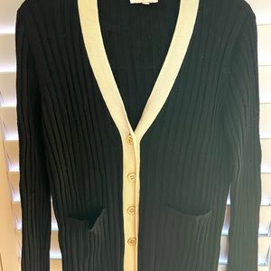 Vintage Tory Burch cotton cardigan- black& white - Large